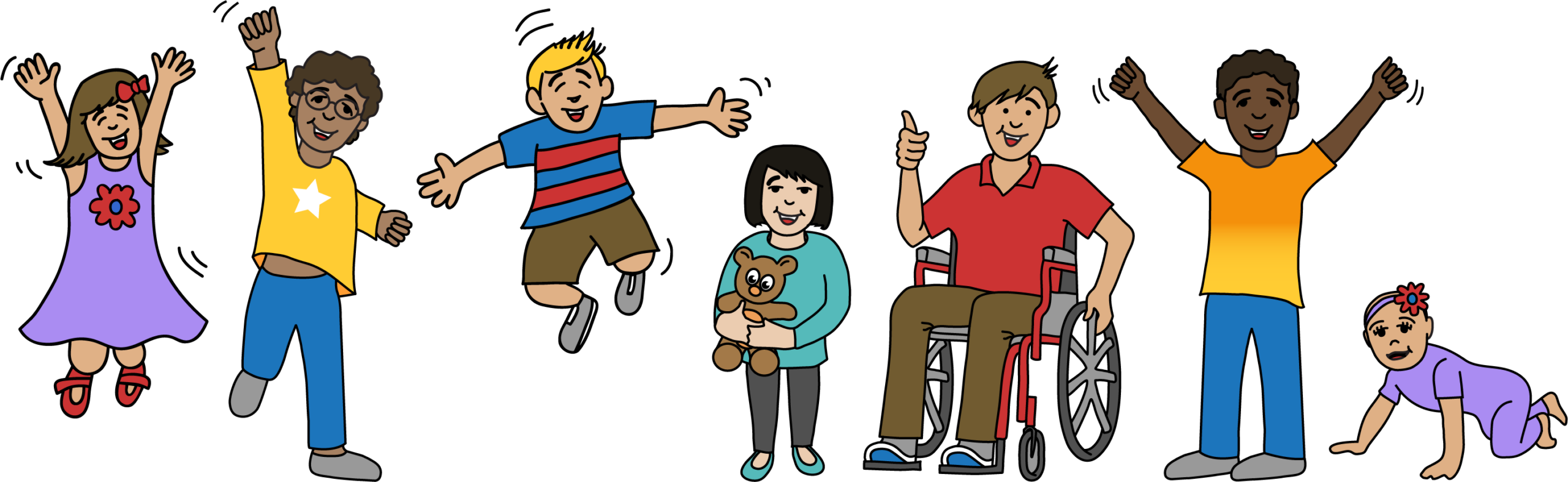 Diverse group of happy kids playing